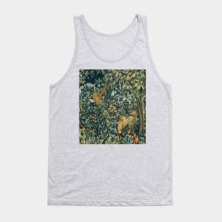 Greenery Forest Animals - Pheasant and Fox Blue Green Floral Tank Top